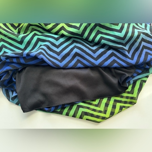 Sweet Storm Women’s Green Blue Chevron Spaghetti Strap Maxi Dress Size L - Picture 6 of 8
